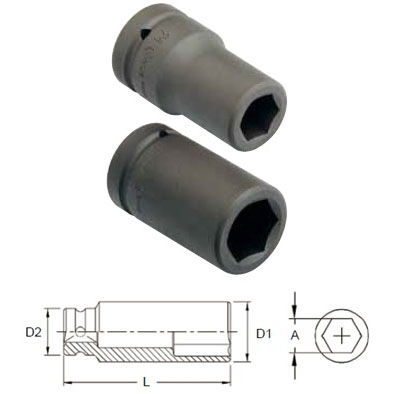 Genius Tools 849565 1"-os 6 lapú gépi dugókulcs fej, hosszított kivitel, 65 mm termék fő termékképe